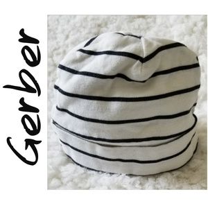 Gerber, Size 0-6mos, Ivory/Black Striped Hat